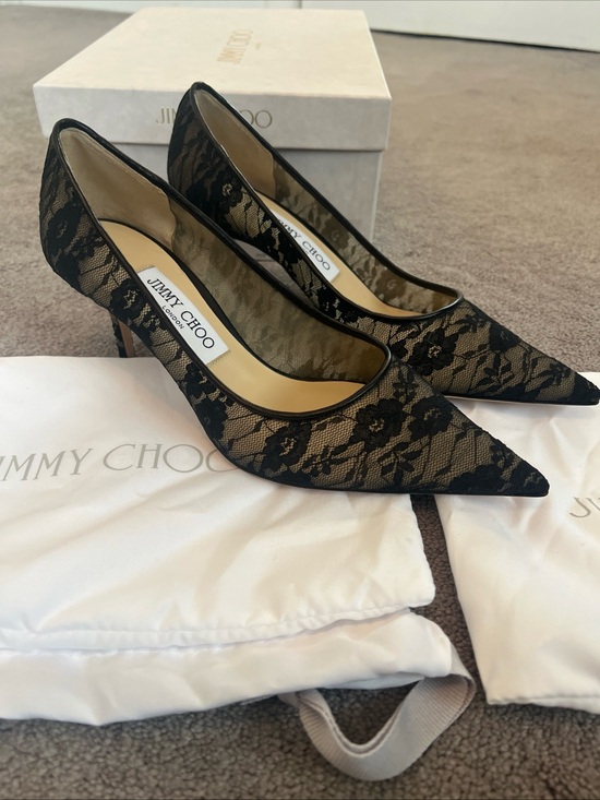 Jimmy Choo Shoes - Jimmy Choo Black Lace Love Pointed Toe Pumps Size 38
